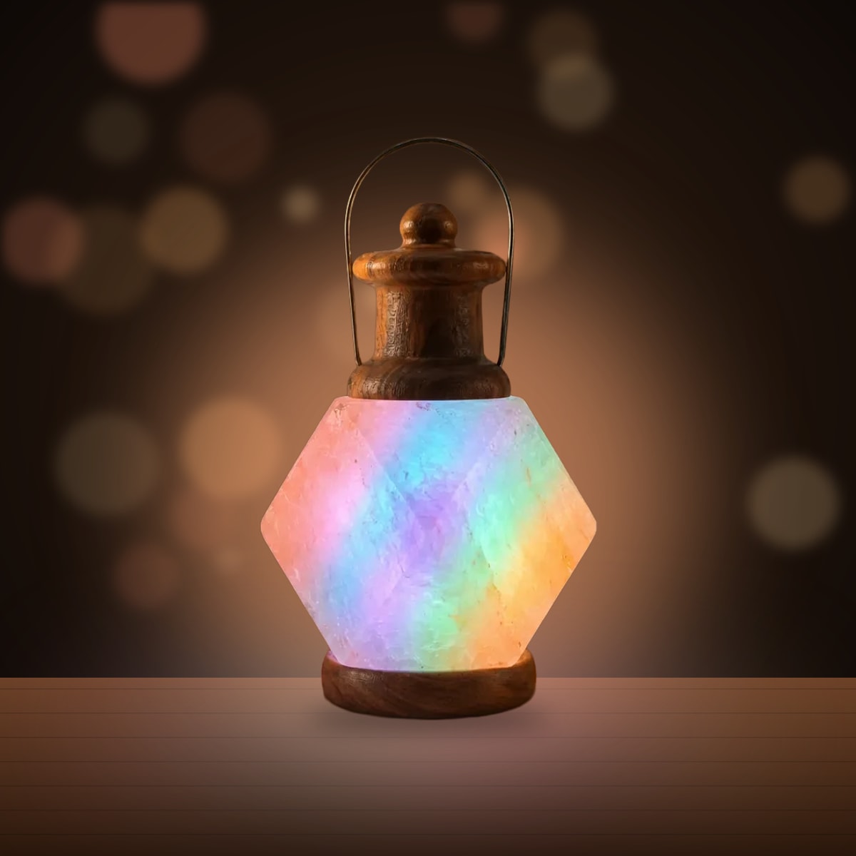 Himalayan Salt Lamp Lantern – USB, Multicolour & Warm White | SHOPIA
